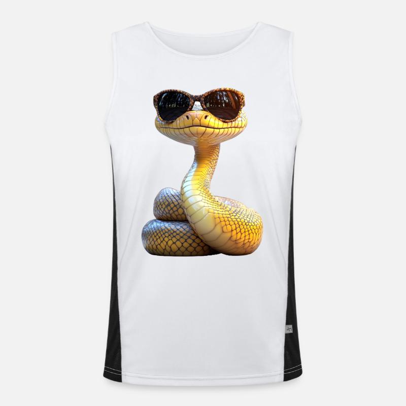 Schlange Python Kobra Mamba Klapperschlange Snake - Funktionelles Kontrast-Tank Top für Männer  - Weiß/Schwarz