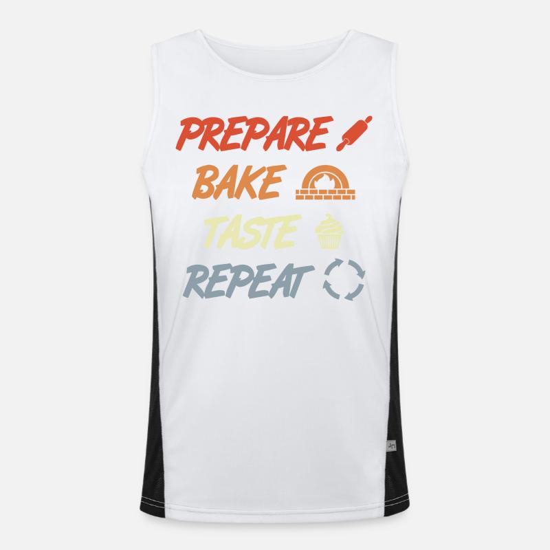 Prepare Bake Taste Repeat Men's Functional Contrast Tank Top 