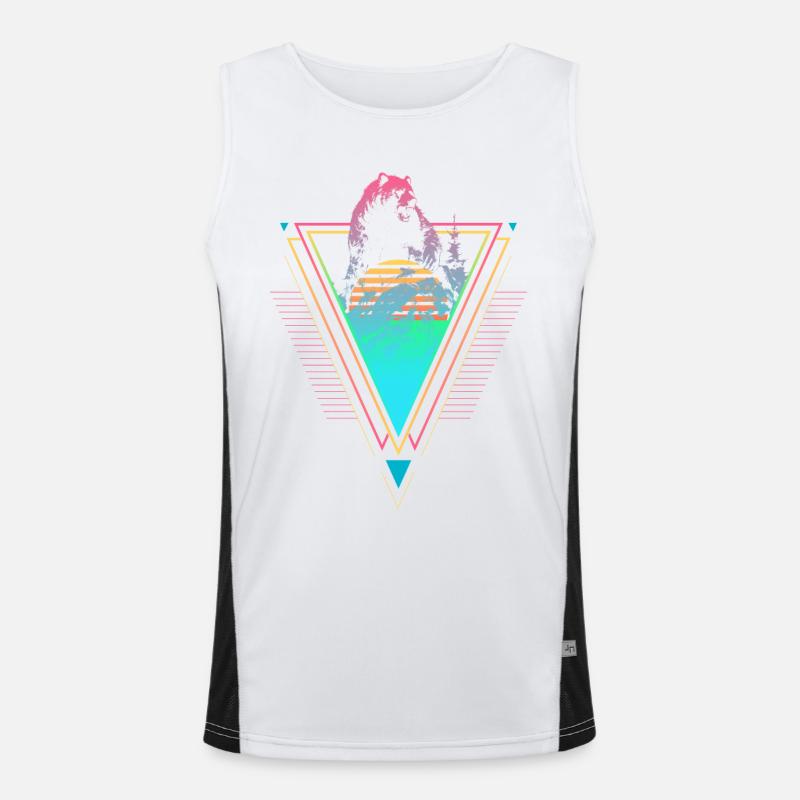 Kodiakbär Vaporwave Synthwave 90er 80er sunset Funktionelles Kontrast-Tank Top für Männer 