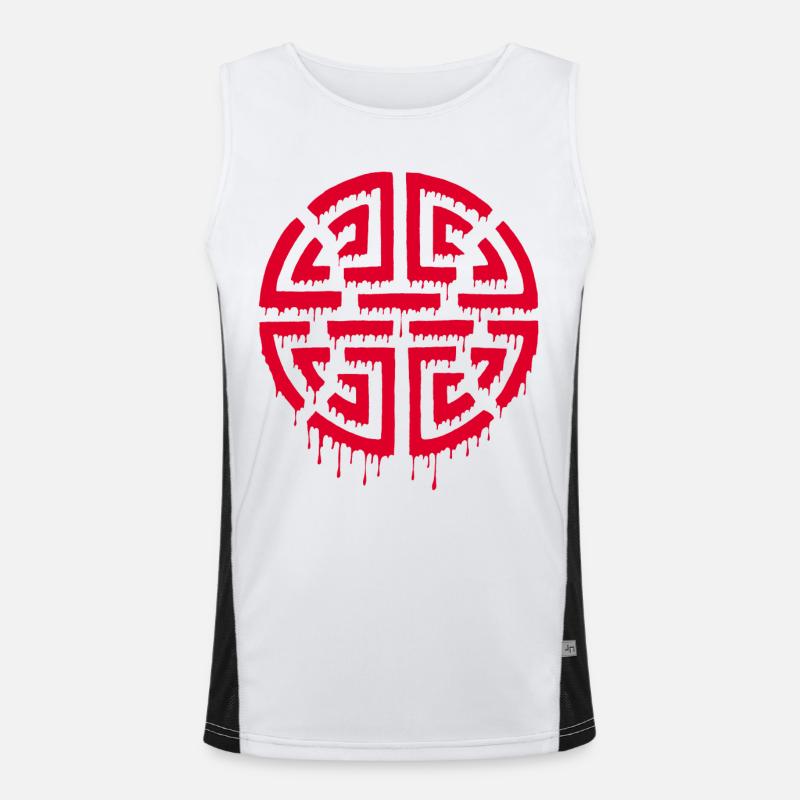 Graffiti eines roten Labyrinths Funktionelles Kontrast-Tank Top für Männer 
