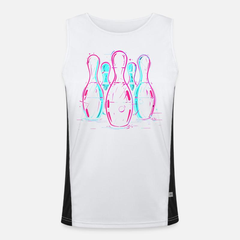 Retro Bowling Synthwave Funktionelles Kontrast-Tank Top für Männer 
