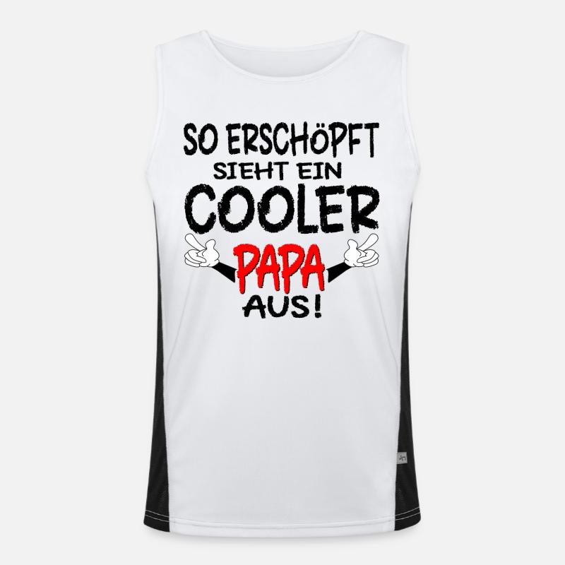 PAPA SPRÜCHE ERSCHÖPFUNG Funktionelles Kontrast-Tank Top für Männer 