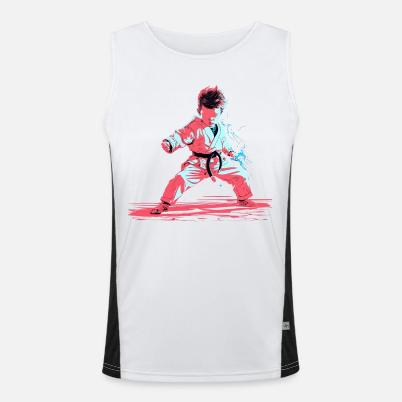 Karate Boy Synthwave Men's Functional Contrast Tank Top 