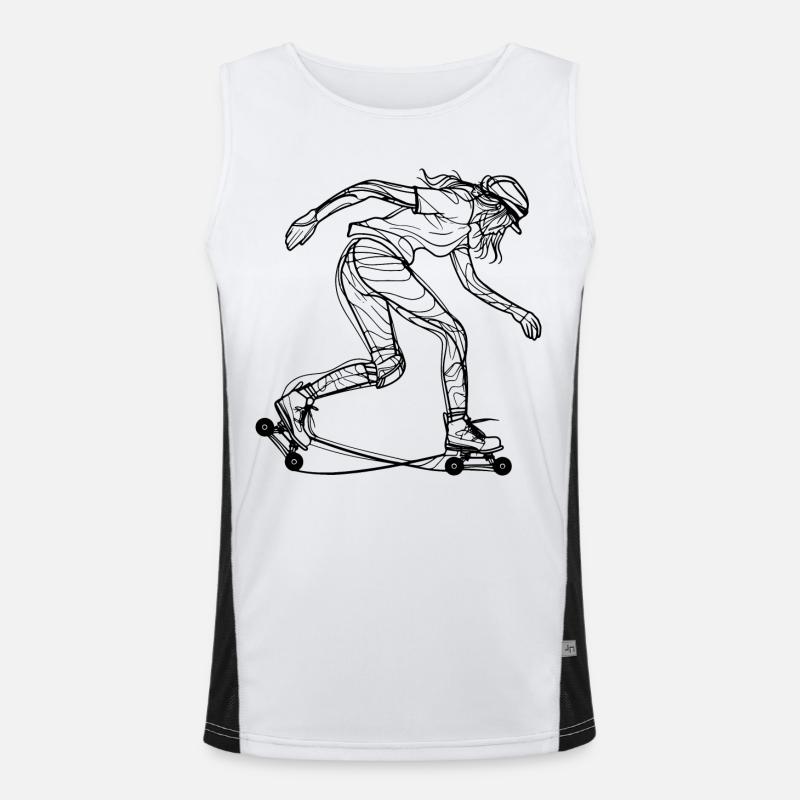 Rollschuhläuferin Zeichnung Funktionelles Kontrast-Tank Top für Männer 