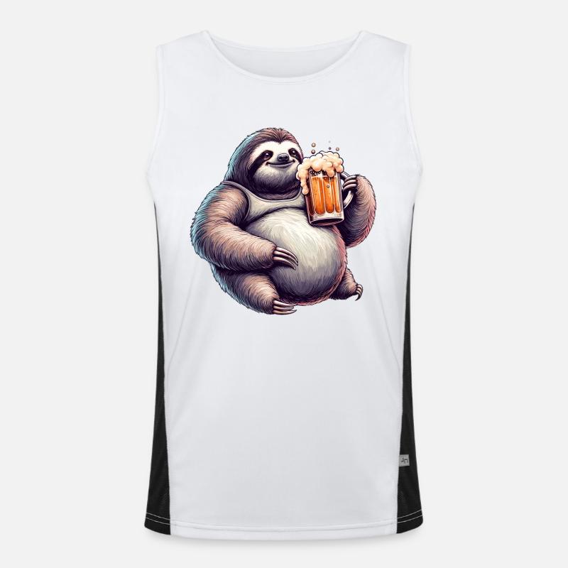 Dad Bod Beer Belly Beer Sloth Gift Men's Functional Contrast Tank Top 