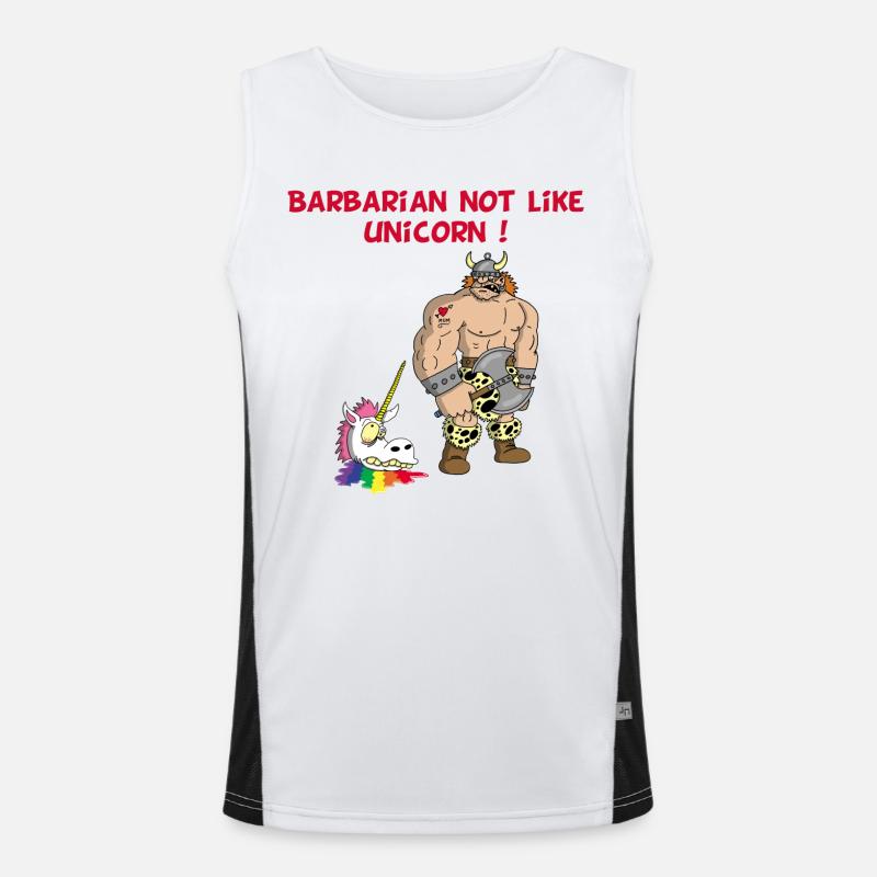 Der Barbar und das Einhorn Funktionelles Kontrast-Tank Top für Männer 