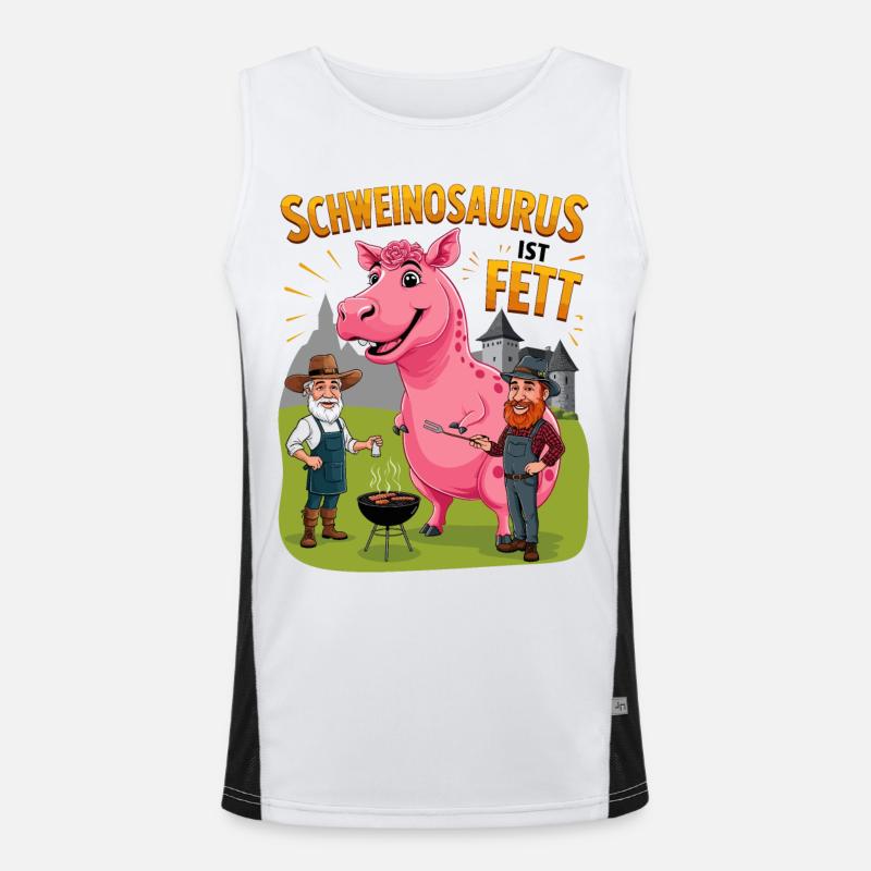 Schweinosaurus Funktionelles Kontrast-Tank Top für Männer 