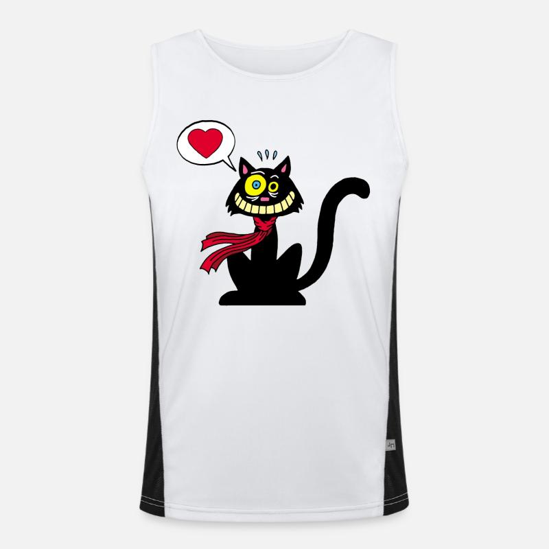 Verliebte schwarze Katze Funktionelles Kontrast-Tank Top für Männer 
