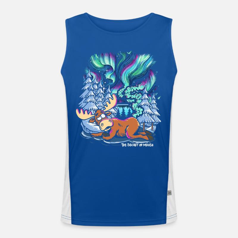 Northern Lights - Moose - Aurora Borealis Men's Functional Contrast Tank Top 