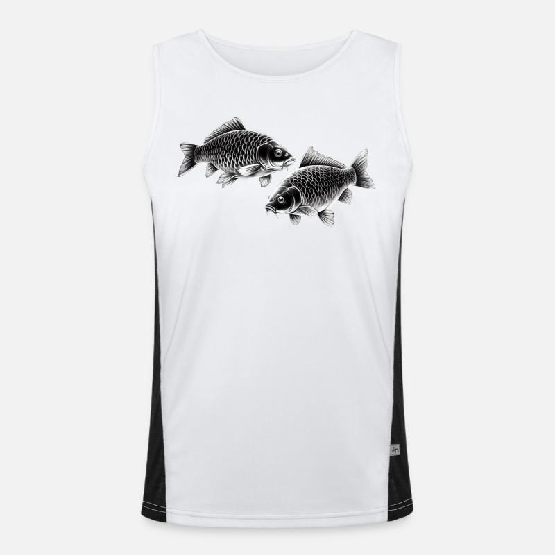 Carp chalk drawing Men's Functional Contrast Tank Top 