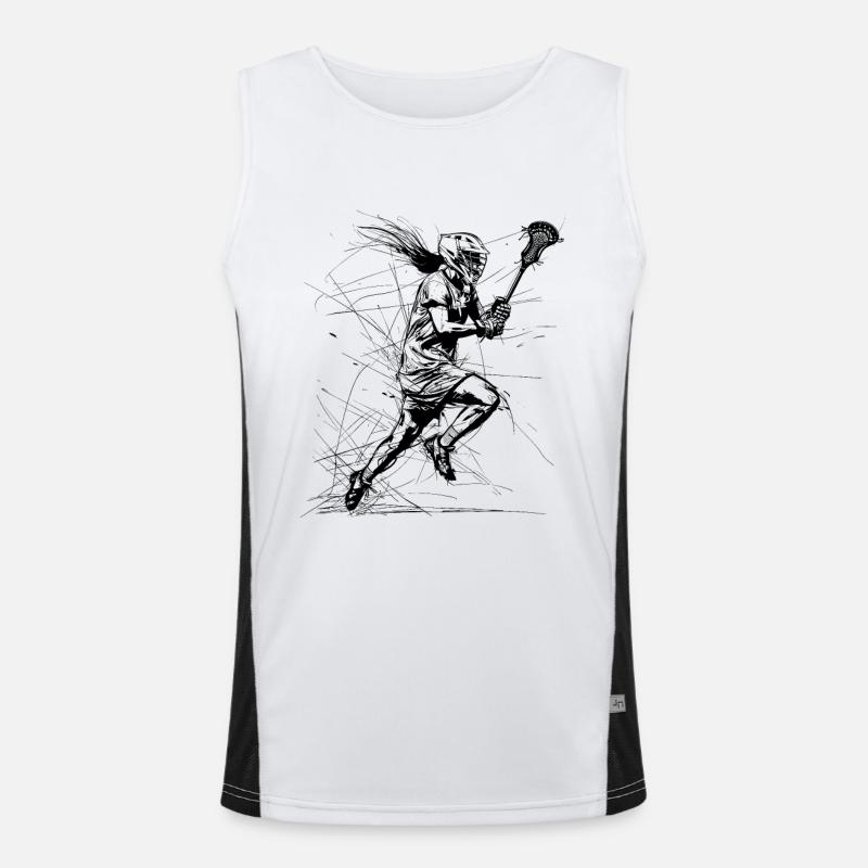 Lacrosse Mädchen Zeichnung Funktionelles Kontrast-Tank Top für Männer 