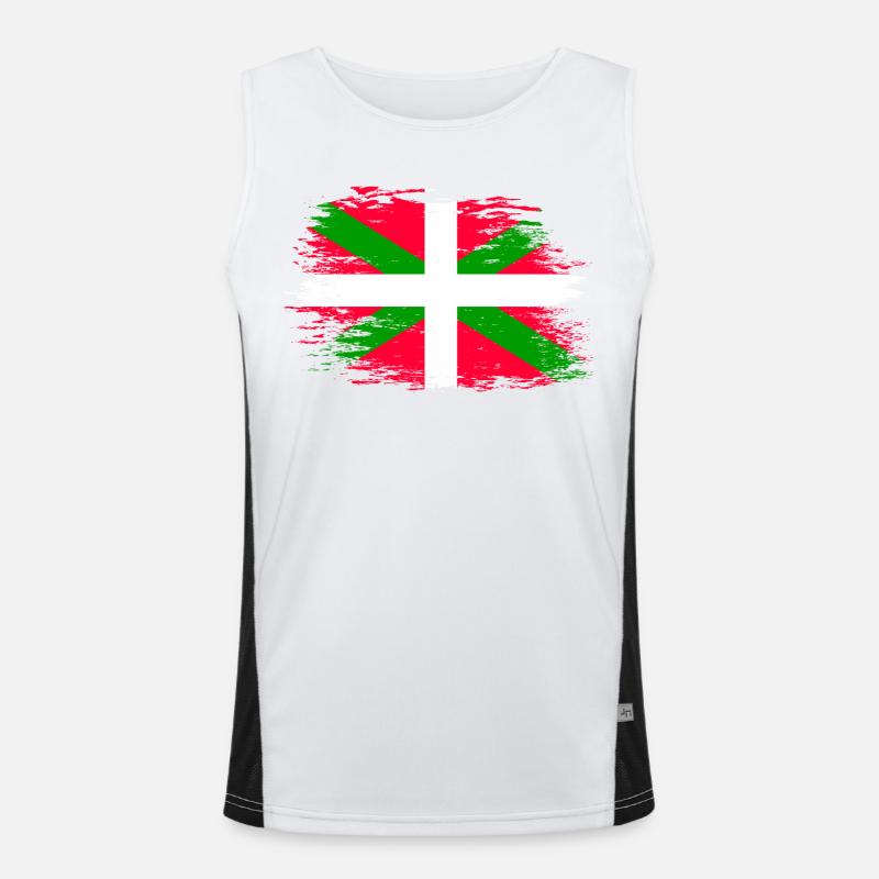 Basque flag used - Men's Functional Contrast Tank Top  - white/black