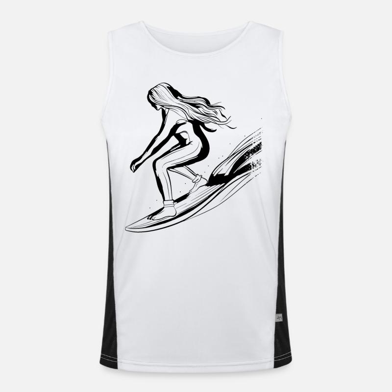 Surfer Mädchen Funktionelles Kontrast-Tank Top für Männer 