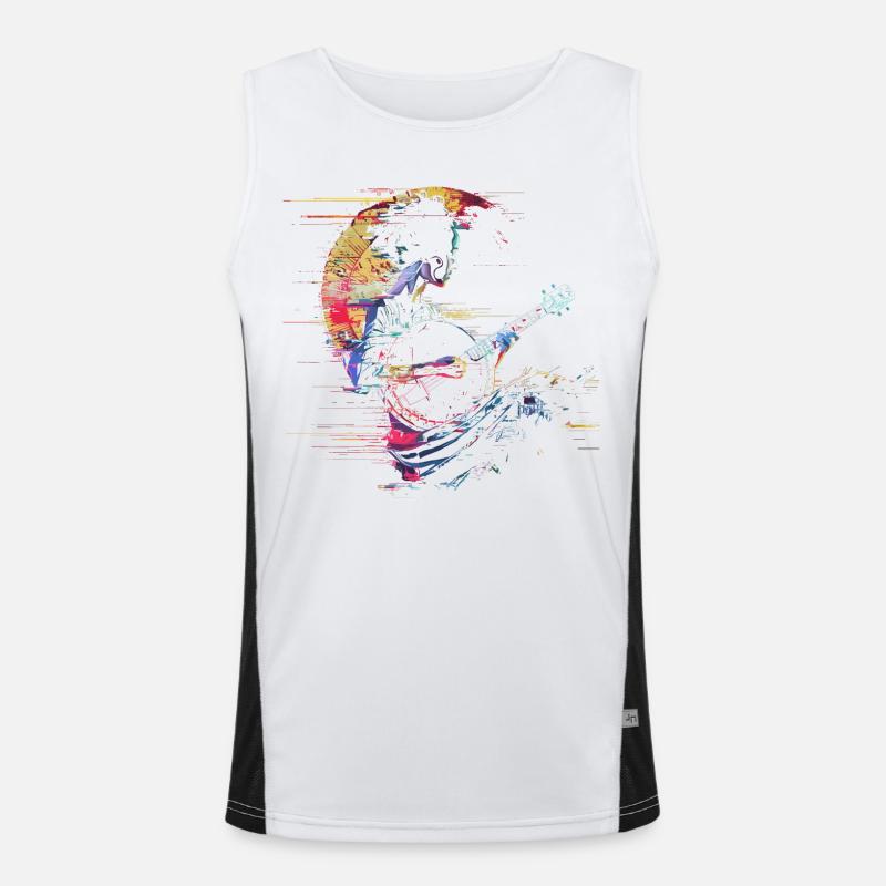 Banjo Player Graphics Men's Functional Contrast Tank Top 