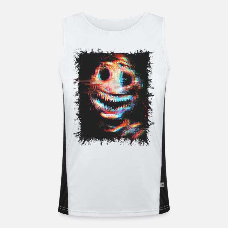 Creepy Face Analog Horror Glitch Cybergoth Graphics Men's Functional Contrast Tank Top 