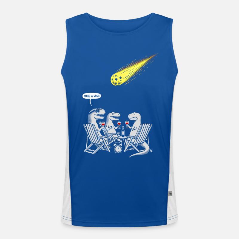 Dinosaur Dinner Party with Shooting Comet Men's Functional Contrast Tank Top 