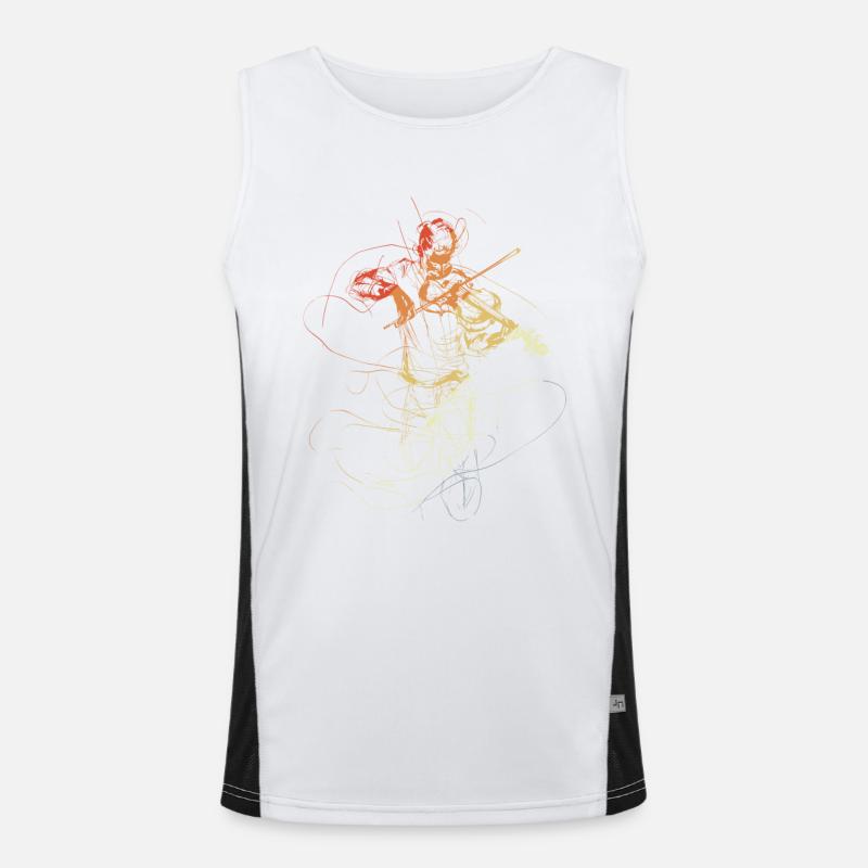 Vintage Violin Player Drawing Men's Functional Contrast Tank Top 