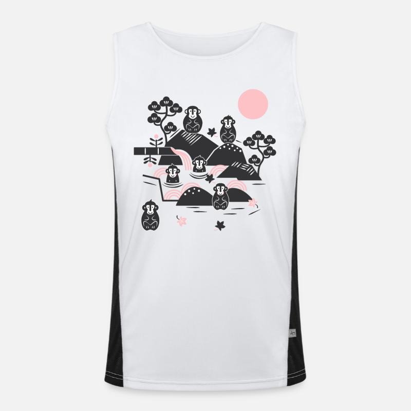 Singes effrayants dans une source chaude l noir rose Débardeur respirant contrasté Homme 