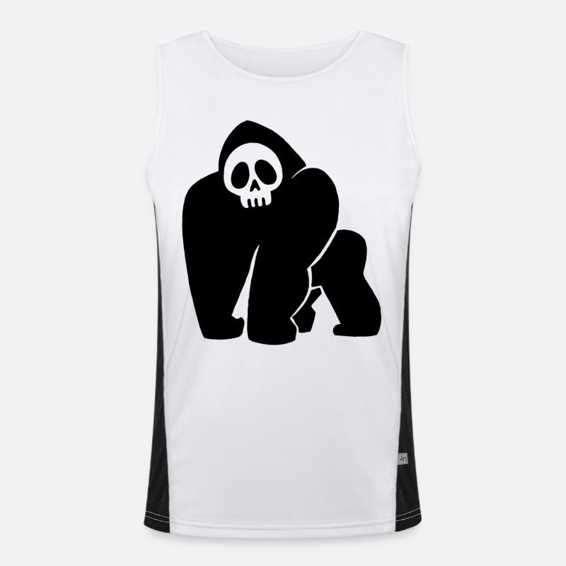 Schwarzer Gorilla Schädel Funktionelles Kontrast-Tank Top für Männer 