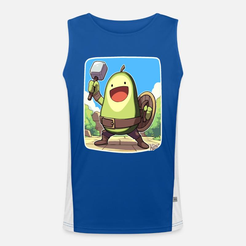 Lustige Krieger-Avocado Funktionelles Kontrast-Tank Top für Männer 