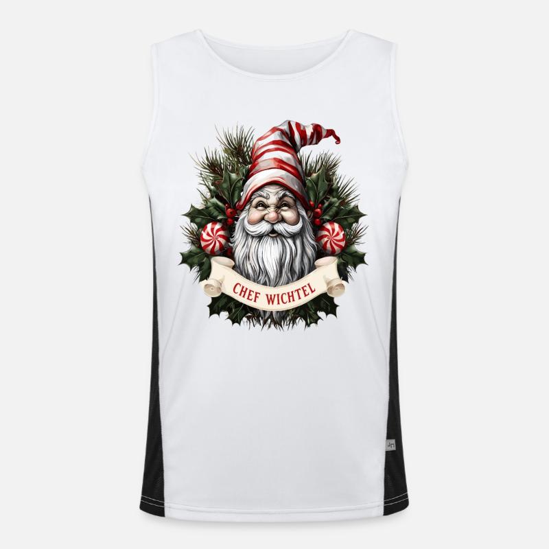 Chef Wichtel Weihnachtsgnom Funktionelles Kontrast-Tank Top für Männer 