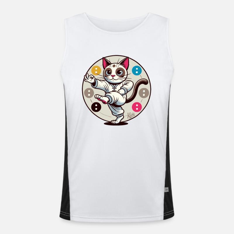 Thai-Chi-Meditation-Katze Funktionelles Kontrast-Tank Top für Männer 