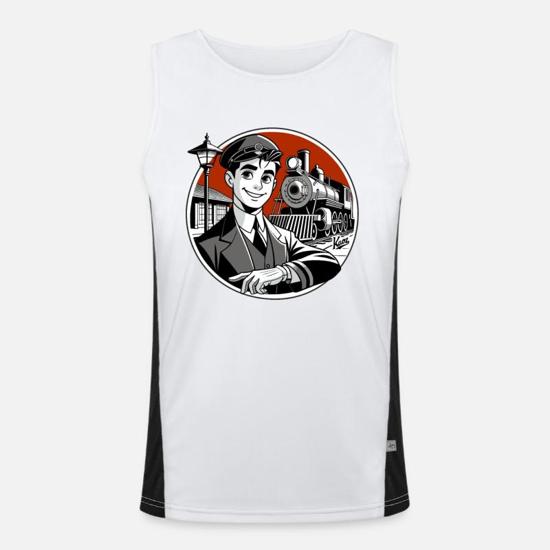 The handsome train driver and his railway Men's Functional Contrast Tank Top 