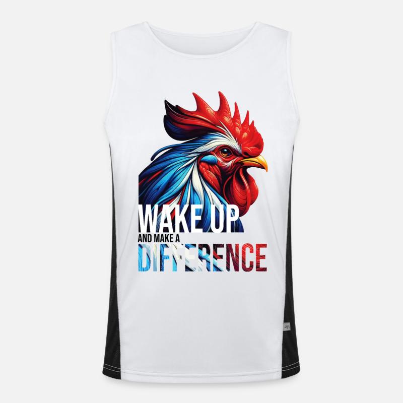 WAKE UP AND MAKE A DIFFERENCE - Men's Functional Contrast Tank Top  - white/black