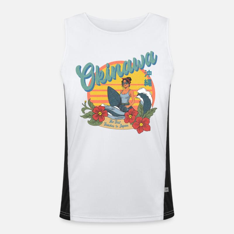 Okinawa Beaches (Halftone Version) Funktionelles Kontrast-Tank Top für Männer 