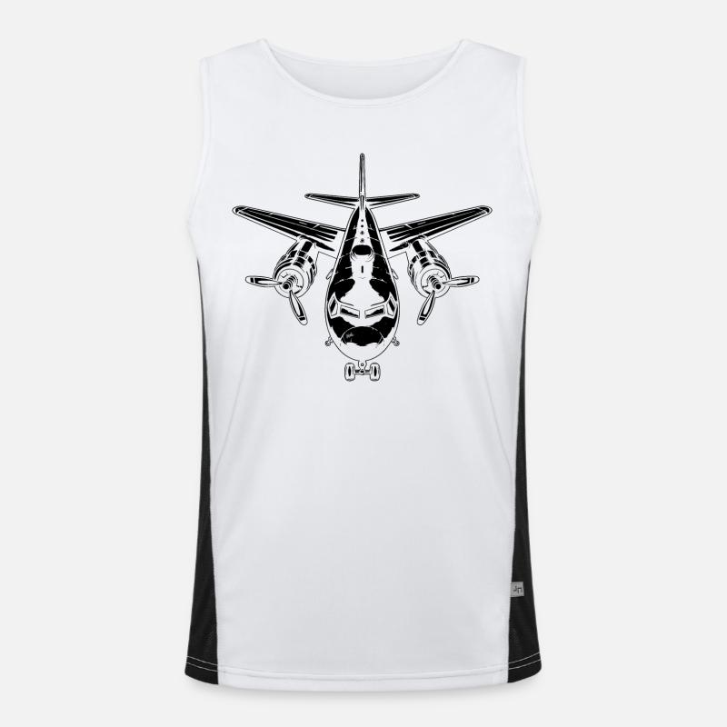 Flugzeug Zeichnung Funktionelles Kontrast-Tank Top für Männer 
