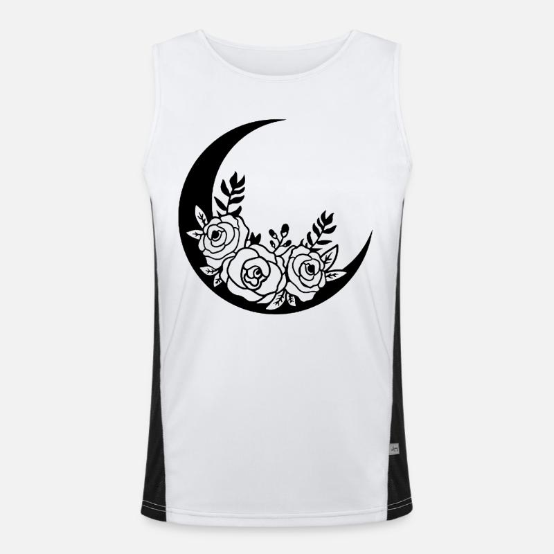 Lune fleurie noire Débardeur respirant contrasté Homme 