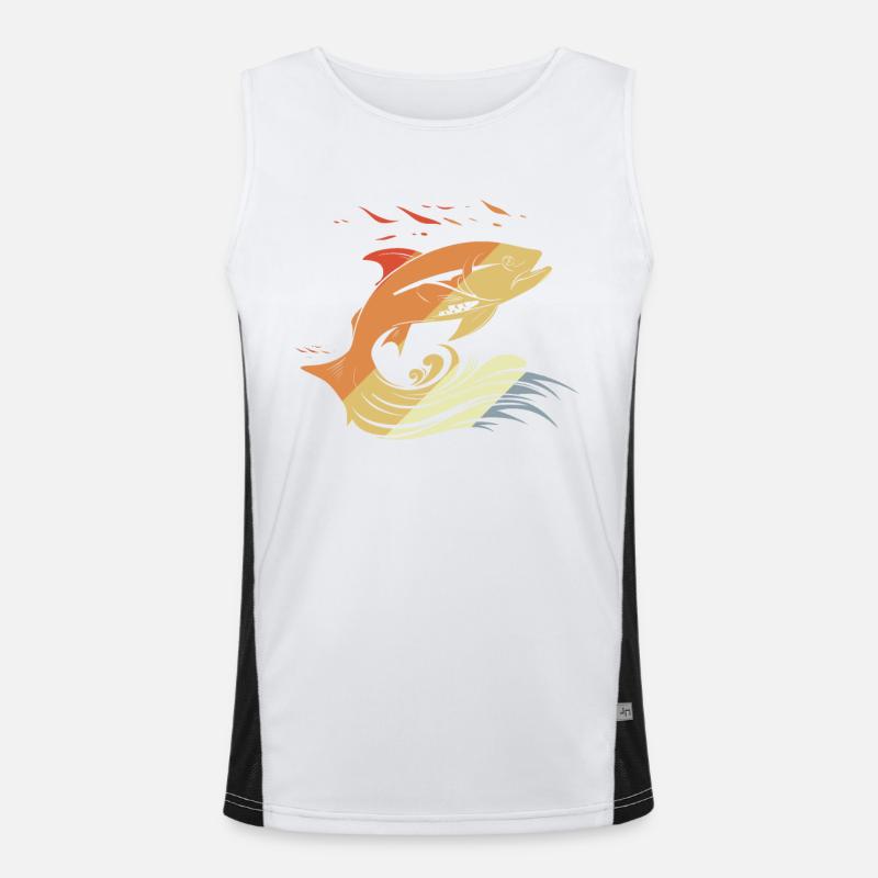 Dessin de poisson style rétro Débardeur respirant contrasté Homme 