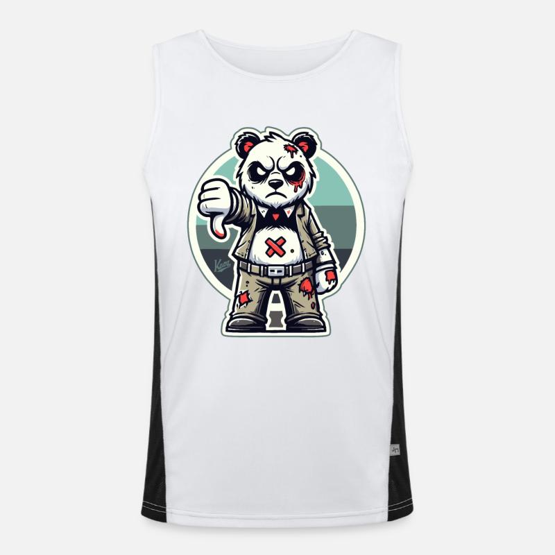 Panda zombie usé avec les pouces vers le bas Débardeur respirant contrasté Homme 