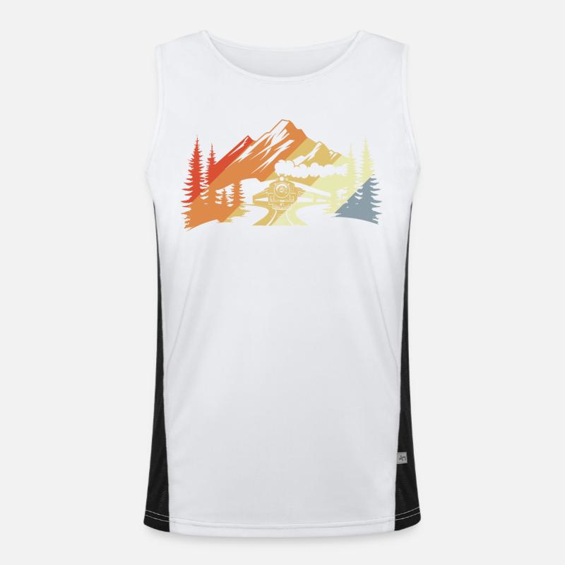 Railway Drawing Retro Men's Functional Contrast Tank Top 