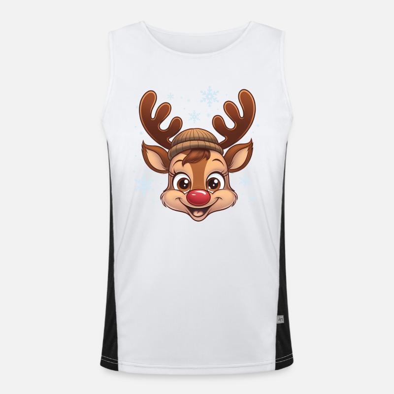 Cute Reindeer Boy with Woolen Hat - Men's Functional Contrast Tank Top - white/black