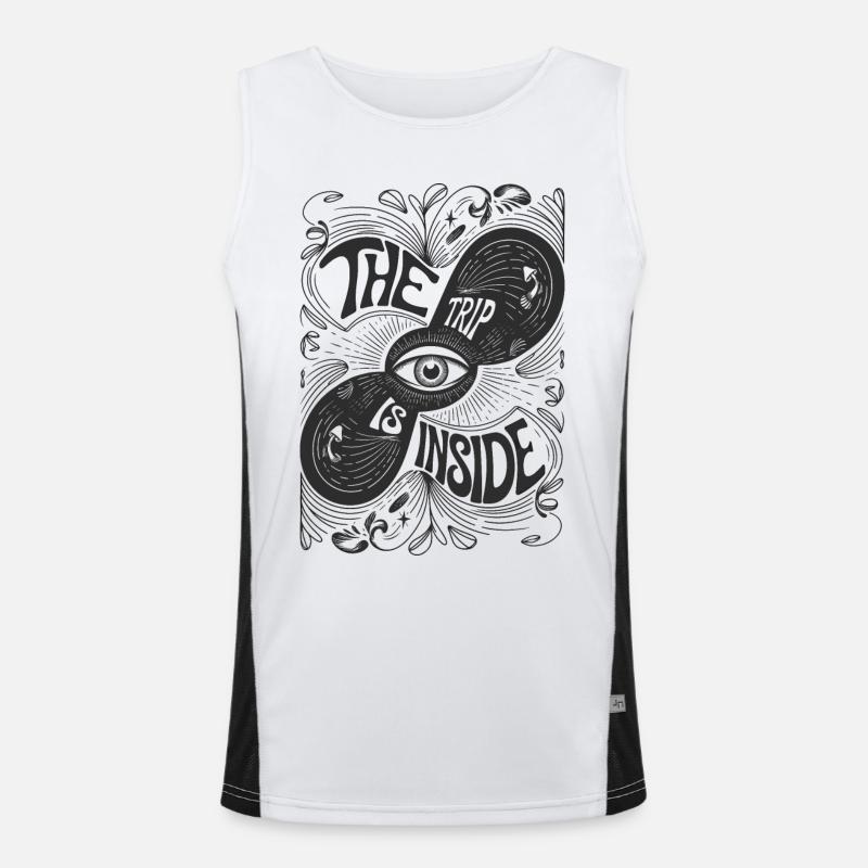 The Trip Is Inside Psychedelic Eye Design Men's Functional Contrast Tank Top 