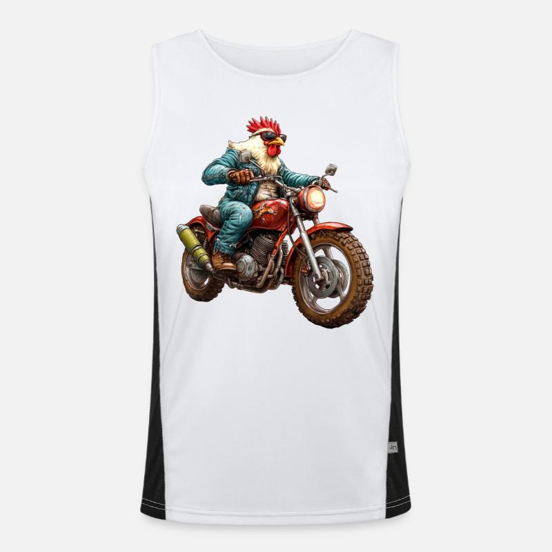 Hühner Motorrad Funktionelles Kontrast-Tank Top für Männer 