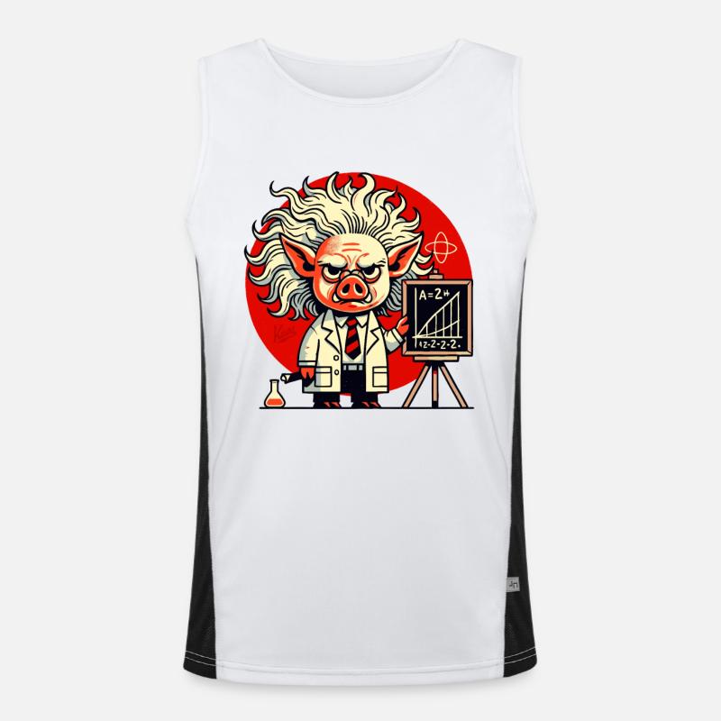 Genius Albert Schweinstein Pig Scientist - Men's Functional Contrast Tank Top  - white/black