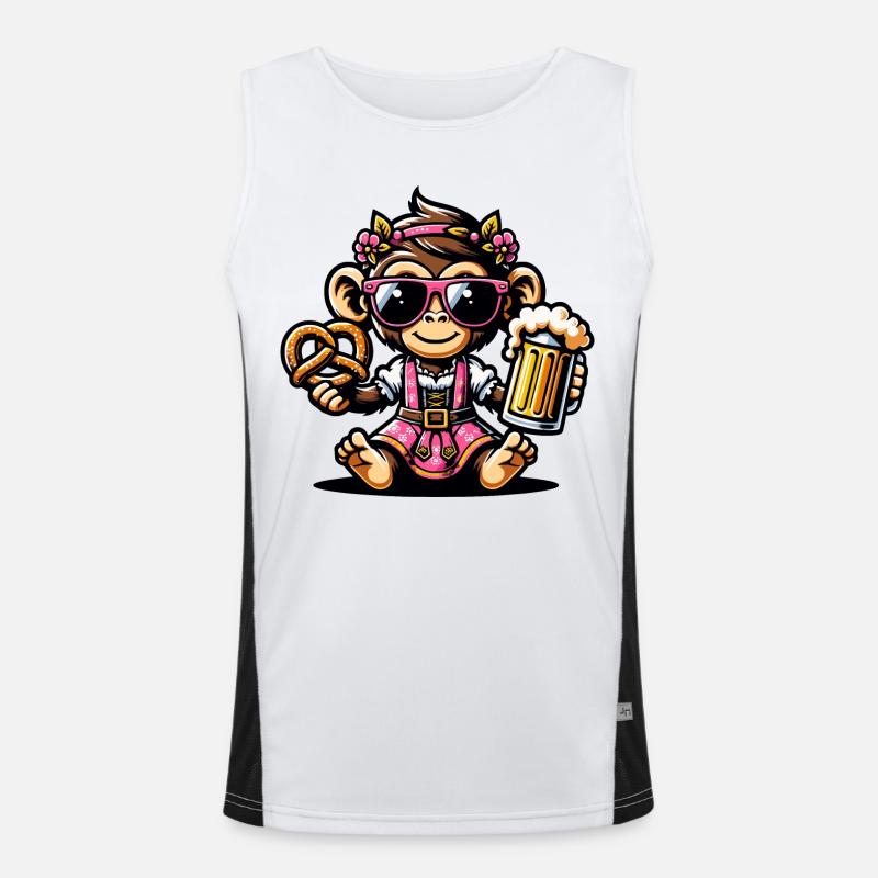Verspielte Biergarten Affe Illustration Funktionelles Kontrast-Tank Top für Männer 