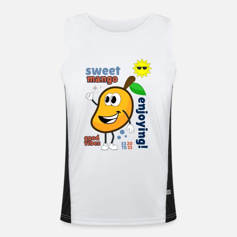 Mango yellow fruit handle design mangos mangoes Men's Functional Contrast Tank Top 