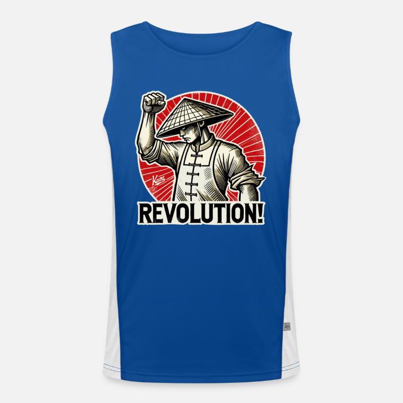 Reis und Reisbauer Revolution Faust hoch Funktionelles Kontrast-Tank Top für Männer 