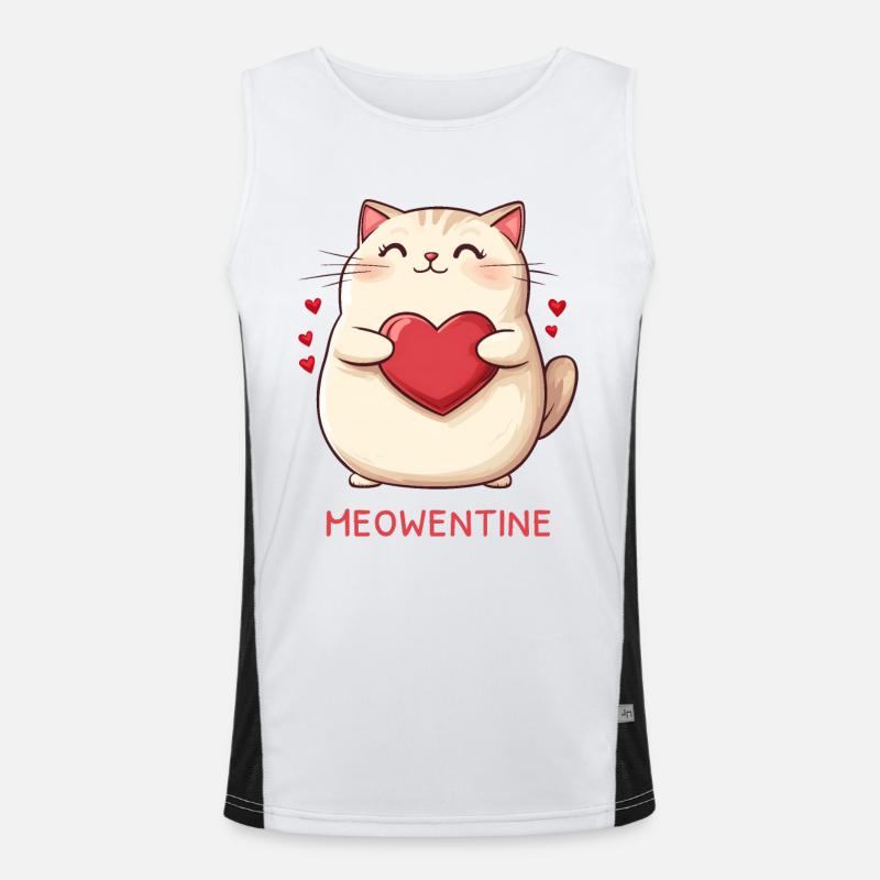 Meowentine Katze Herz Liebe Valentinstag Geschenk Funktionelles Kontrast-Tank Top für Männer 
