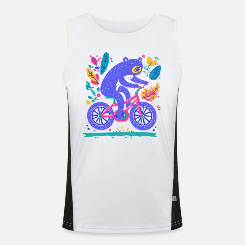 Bear on the Bicycle – Aventure colorée Débardeur respirant contrasté Homme 