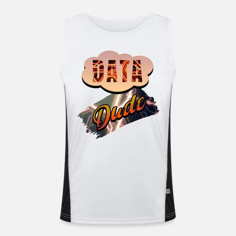 Data Dude - Men's Functional Contrast Tank Top  - white/black