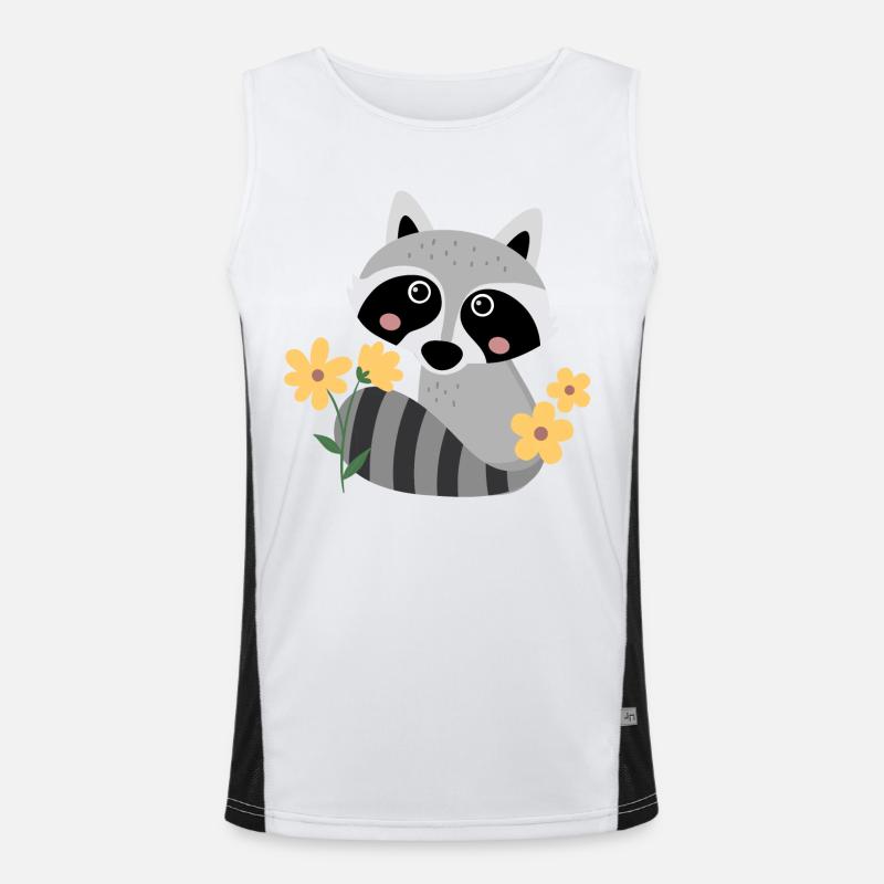 Petit raton laveur avec des fleurs Débardeur respirant contrasté Homme 