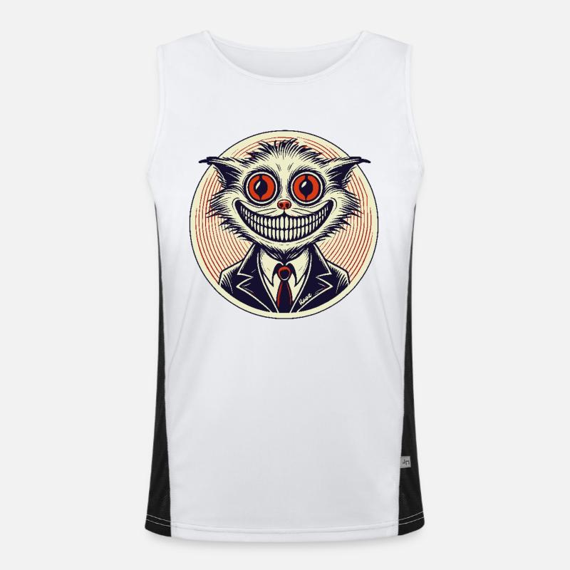 Horror-Grinsen-Katze Funktionelles Kontrast-Tank Top für Männer 