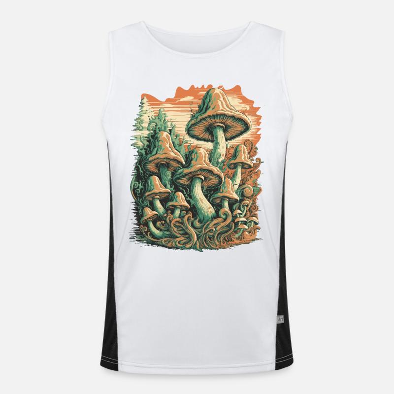 Mystical Forest Mushroom Psychedelic Art Men's Functional Contrast Tank Top 