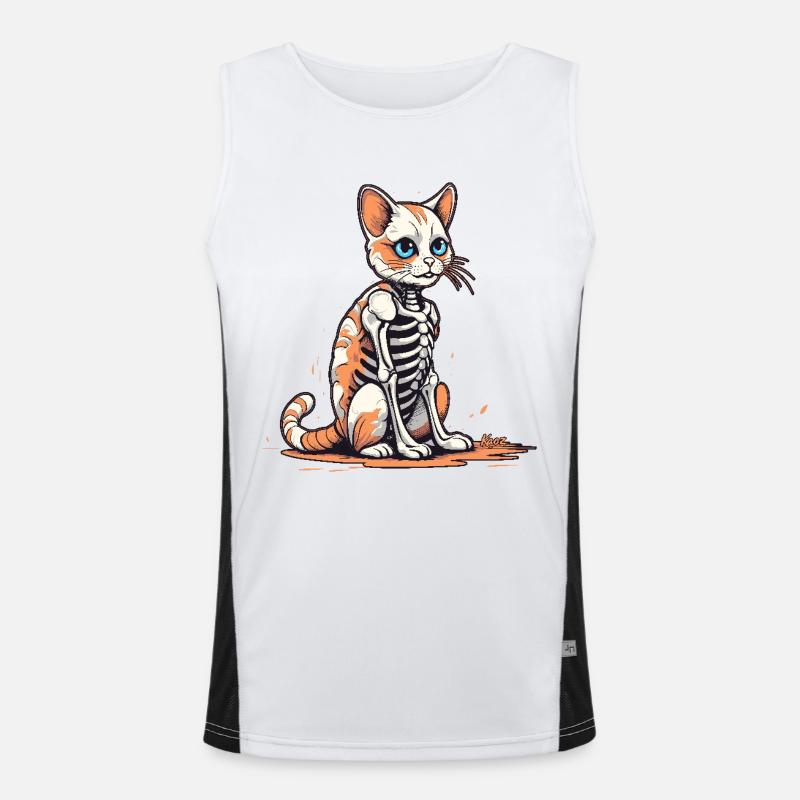 Skeleton Cat Men's Functional Contrast Tank Top 