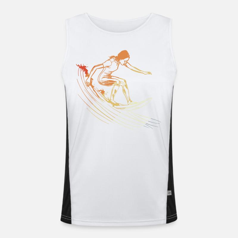 Surfen Mädchen Zeichnung Funktionelles Kontrast-Tank Top für Männer 