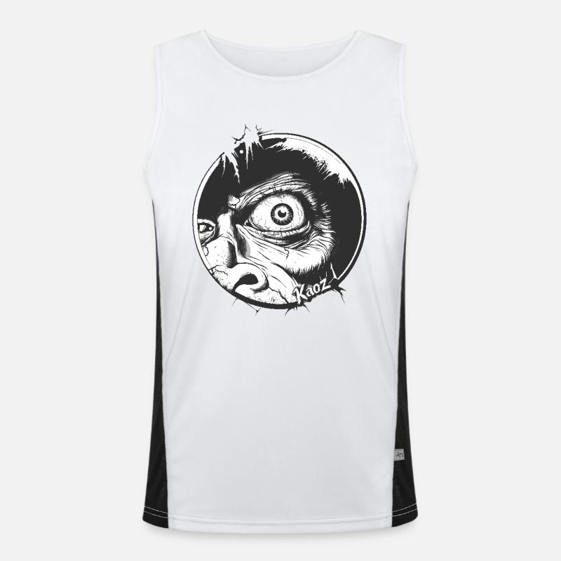 Ein Auge guckt durch das Loch Funktionelles Kontrast-Tank Top für Männer 